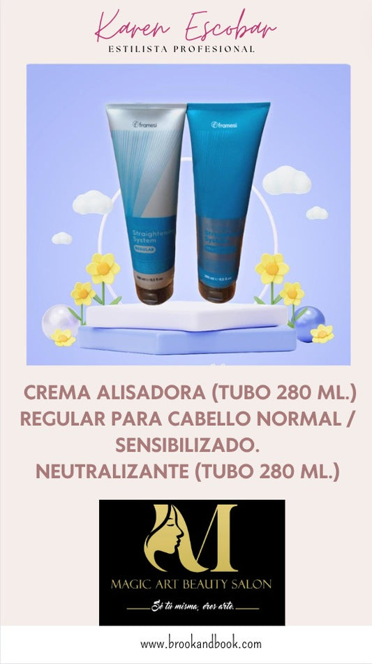 Crema alisadora (Tubo 280 ML) regular para cabello normal/sensibilizado