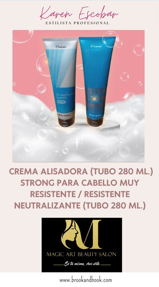 Crema alisadora (Tubo 280 ML) strong para cabello muy resistente/resistente neutralizante (Tubo 280 ML)